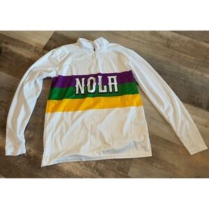 Womens NOLA Pelicans Quarter Zip Pullover Shirt Mardi Gras Colors Size M